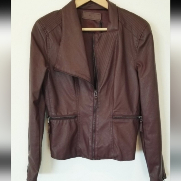 Blank NYC Jackets & Blazers - Blank NYC Moto Biker Jacket size large Vegan Burgundy Pl